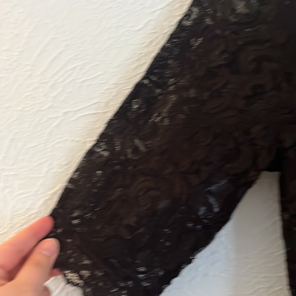 Gorgeous black lace dress with tan layer - Picture 4 of 5